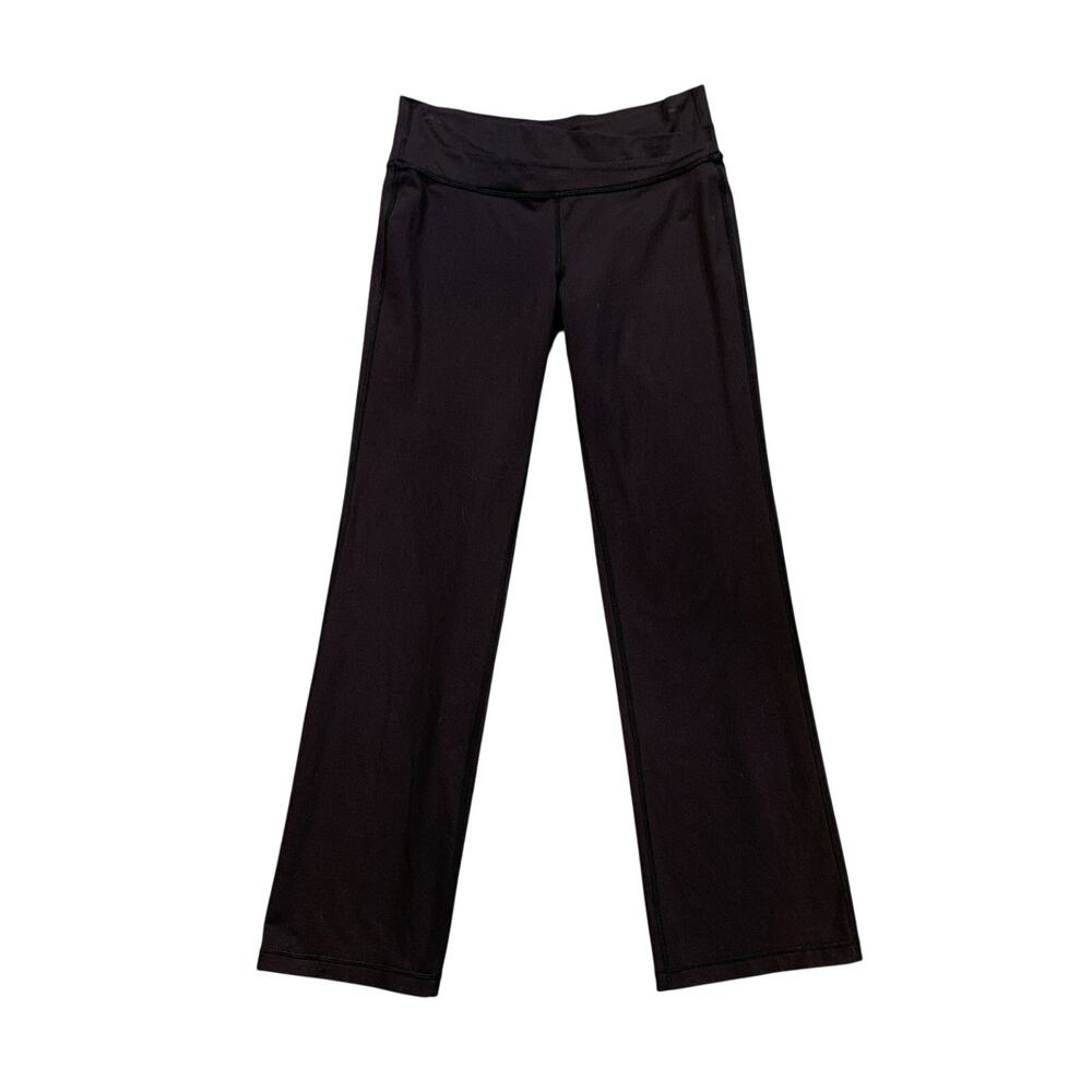 Lululemon Pants Womens 8 Black Foldover Waist Flare Yoga Pull On Sweat Wicking